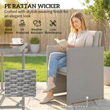 8 Seater Rattan Cube Garden Dining Set with Cushions, Light Grey