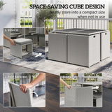 8 Seater Rattan Cube Garden Dining Set with Cushions, Light Grey