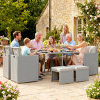 8 Seater Rattan Cube Garden Dining Set with Cushions, Light Grey