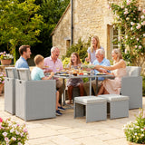 8 Seater Rattan Cube Garden Dining Set with Cushions, Light Grey