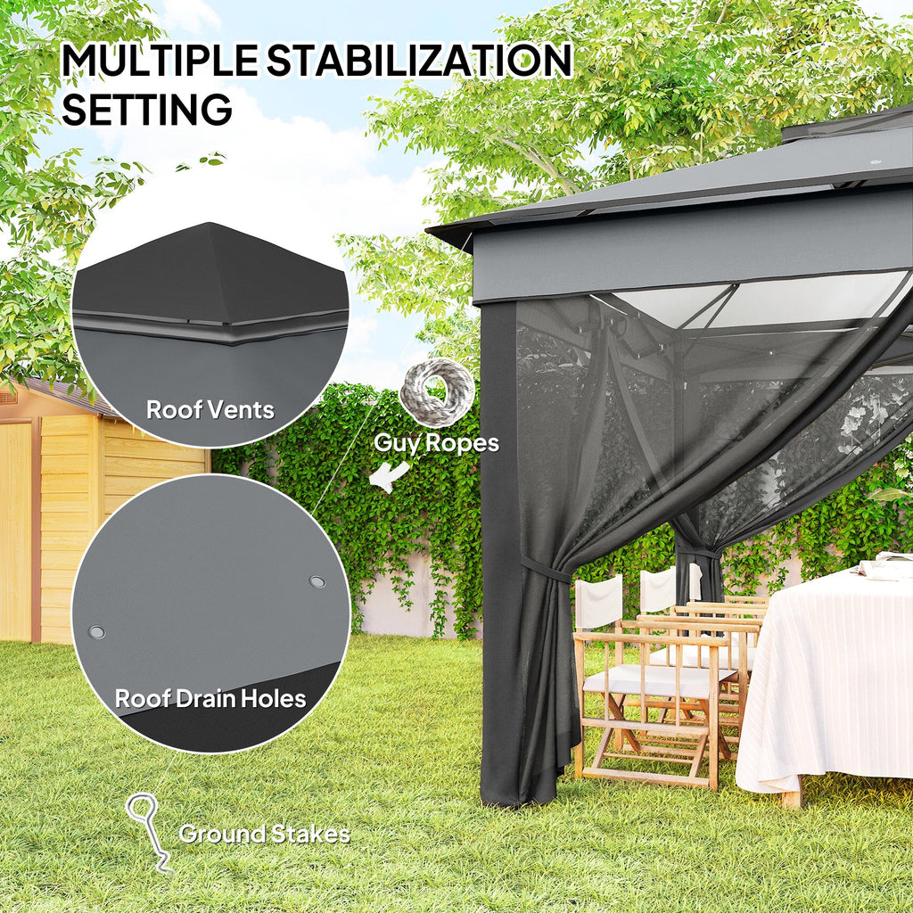 10.7 x 10.7ft Pop-Up Gazebo with Mesh Curtains & UV30 Roof, Dark Grey