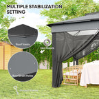 10.7 x 10.7ft Pop-Up Gazebo with Mesh Curtains & UV30 Roof, Dark Grey