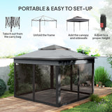 10.7 x 10.7ft Pop-Up Gazebo with Mesh Curtains & UV30 Roof, Dark Grey