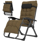 Reclining Zero Gravity Chair with Cushion and Headrest, Khaki