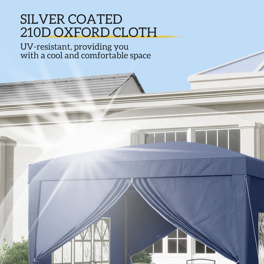 10' x 10' Outdoor Pop Up Party Tent Gazebo with Carrying Bag, Blue