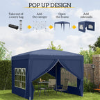 10' x 10' Outdoor Pop Up Party Tent Gazebo with Carrying Bag, Blue