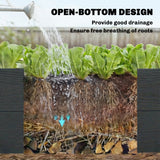3-Tier Vinyl Raised Garden Bed with Open Bottom, Grey Wood Effect