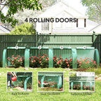 13' L x 3' W x 2.5' H Portable Tunnel Greenhouse with Roll-Up Zippered Doors & UV-Resistant Waterproof PE Cover Green