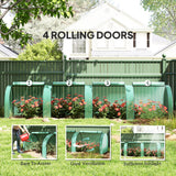 13' L x 3' W x 2.5' H Portable Tunnel Greenhouse with Roll-Up Zippered Doors & UV-Resistant Waterproof PE Cover Green