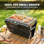 Folding Portable Charcoal BBQ Grill with Handle and Foldable Legs, Black