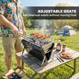 Folding Portable Charcoal BBQ Grill with Handle and Foldable Legs, Black