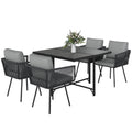 5 Piece Rattan Garden Dining Set with Stackable Chairs, Light Grey