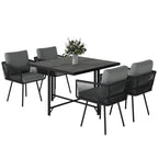 5 Piece Rattan Garden Dining Set with Stackable Chairs, Light Grey