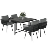 5 Piece Rattan Garden Dining Set with Stackable Chairs, Light Grey