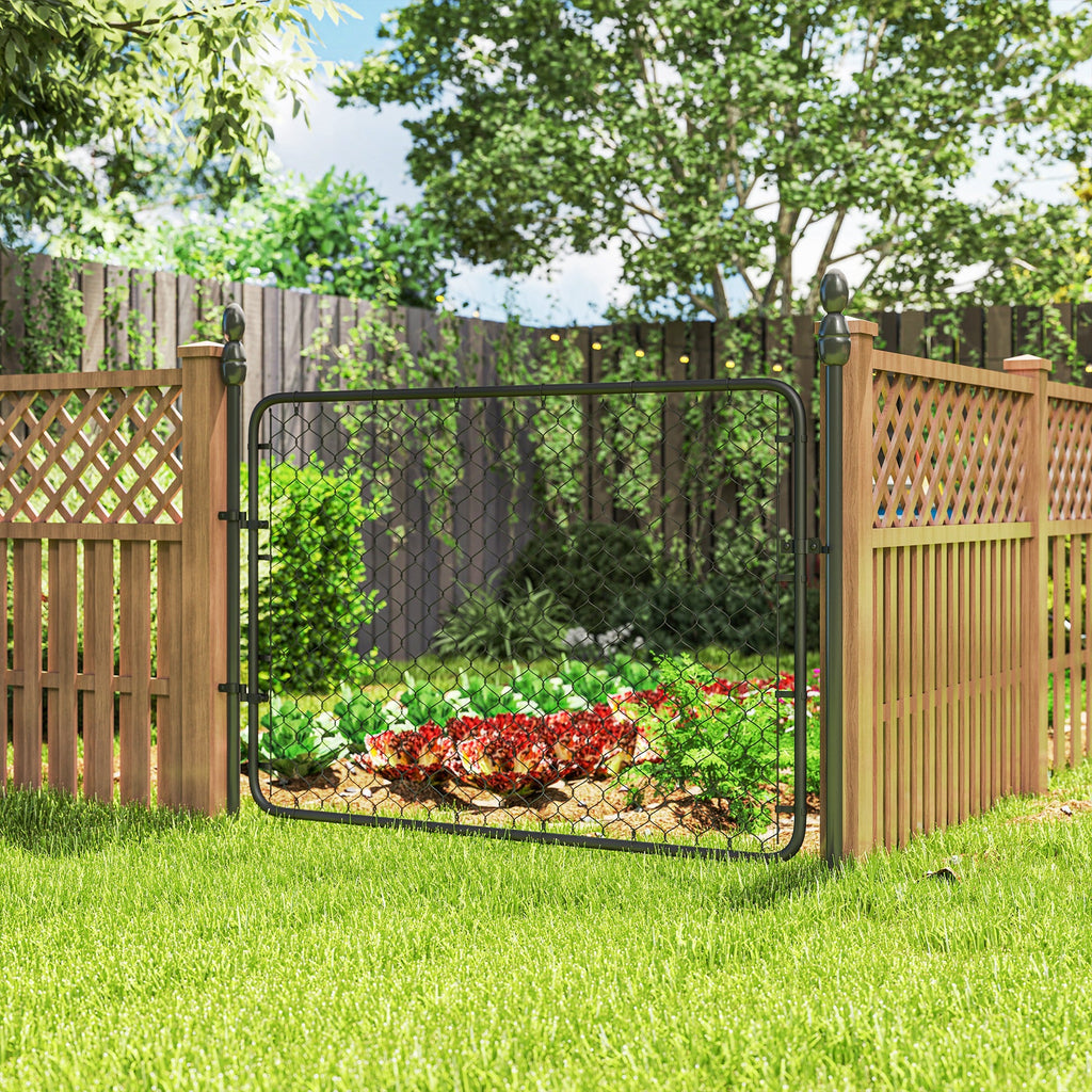 26-71 in. W x 4 ft. H Chain Link Fence Gate, Black