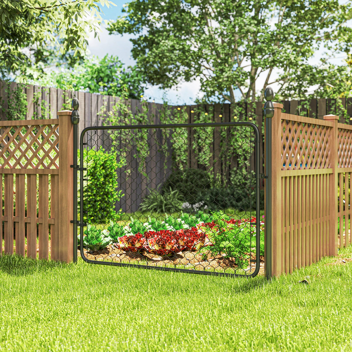 26-71 in. W x 4 ft. H Chain Link Fence Gate, Black