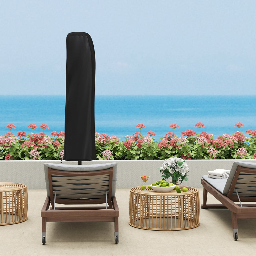 118.1" Offset Patio Umbrella with Cover, Tilt and Wind Strap, Grey