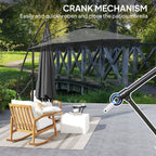 118.1" Offset Patio Umbrella with Cover, Tilt and Wind Strap, Grey