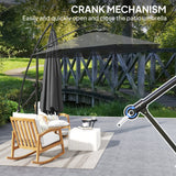 118.1" Offset Patio Umbrella with Cover, Tilt and Wind Strap, Grey